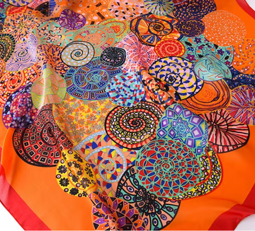 Mandalas Multicolored Graphic Print Silky Satin Summer Scarf Wrap for Women